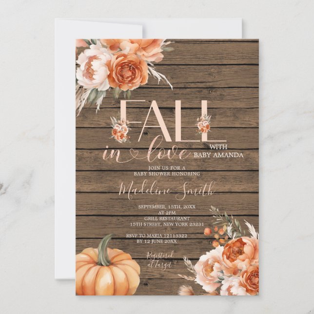 Convites Apaixonar Madeira Russa De Outono Com Chá de frald (Frente)