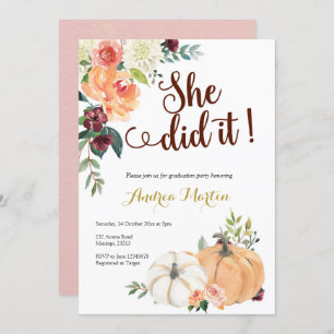 Convites apaixonar-se por abóbora festa de formatura