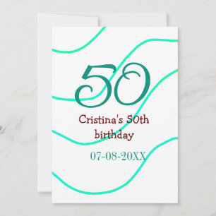 Convites Apelido vermelho verde para aniversário de 50 anos