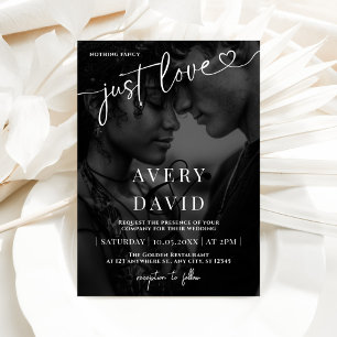 Convites Apenas Ame A Foto Negra De Casamento Minimalista
