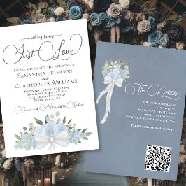 Convites Apenas Ame Casamento com Código QR Floral Boho Azu