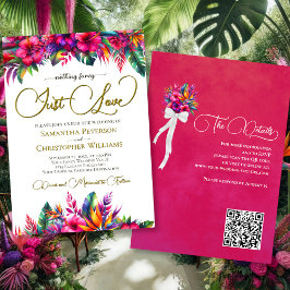 Convites Apenas Ame Casamento de Código QR Floral de Jardim
