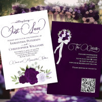 Apenas Ame Rosas Roxos Código QR Boho Casamento Fl