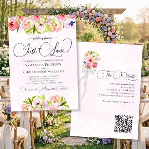Convites Apenas Amor Aquarela Flores Silvestres Código QR C