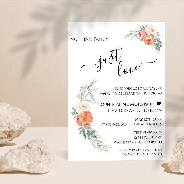 Convites Apenas Amor Caligrafia Casamento Floral De Aquarel (Criador carregado)