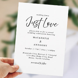 Convites Apenas Amor Carta de Casamento Preto Branco Modern