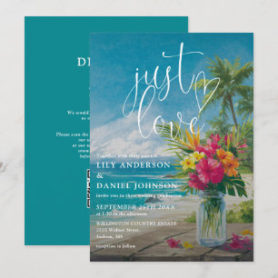 Convites Apenas Amor Casamento Floral Código QR Tropical Pr
