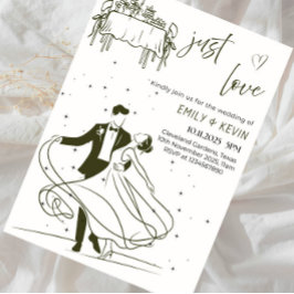Convites Apenas Amor Elegante Festa de Casamento Minimalist