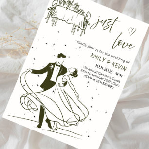 Convites Apenas Amor Elegante Festa de Casamento Minimalist