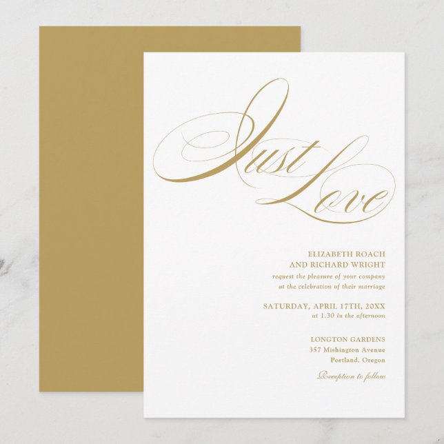 Convites Apenas Amor Elegante Moderno Casamento Roteiro Dou (Frente/Verso)