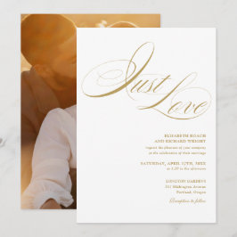Convites Apenas Amor Elegante Moderno Dourado Cursivo Foto