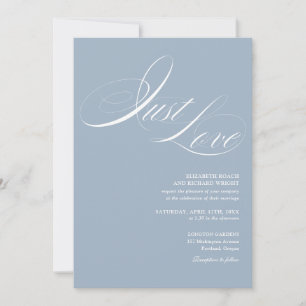 Convites Apenas Amor Elegante Moderno Script Azul Poeirento