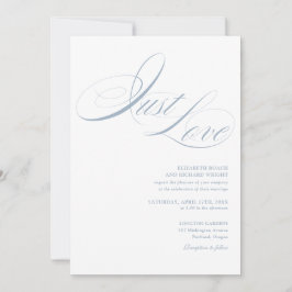 Convites Apenas Amor Elegante Moderno Script Casamento Azul