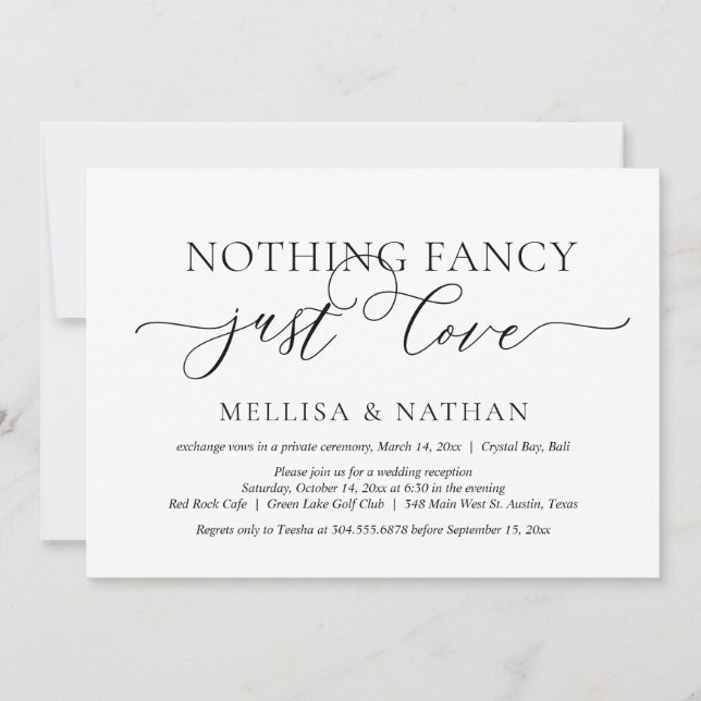 Convites Apenas Amor, Festa de Casamento Intimo (Frente)