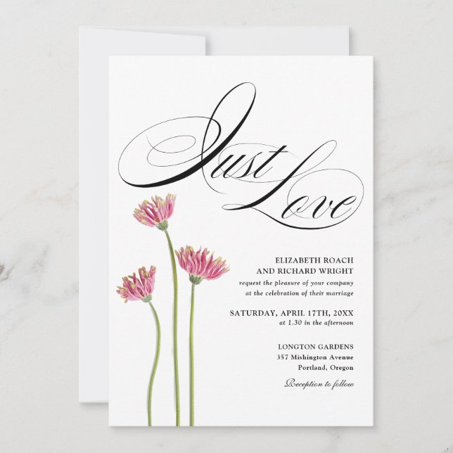 Convites Apenas Amor Floral Flores Silvestres Código QR Cas (Frente)
