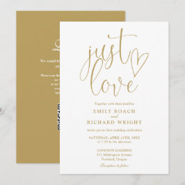 Convites Apenas Amor Moderno Código QR Chic Dourado Casamen