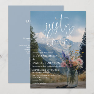 Convites Apenas Amor Montanha Rústico Floral Código QR Casa