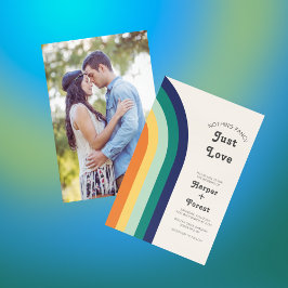 Convites Apenas Amor Retro 70s Casamento Fotográfico Arco-Í