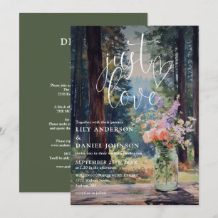 Convites Apenas Amor Rústico Floral Floresta Tudo Em Um Cas