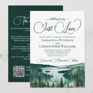 Convites Apenas Amor Rústico Lago Tahoe Código QR Casamento