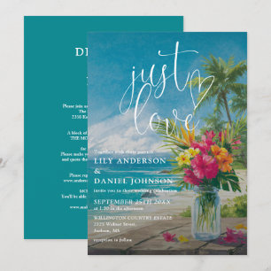 Convites Apenas Amor Tropical Floral Praia Tudo Em Um Casam