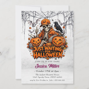 Convites Apenas Esperando pelo Halloween Esqueleto Espeta