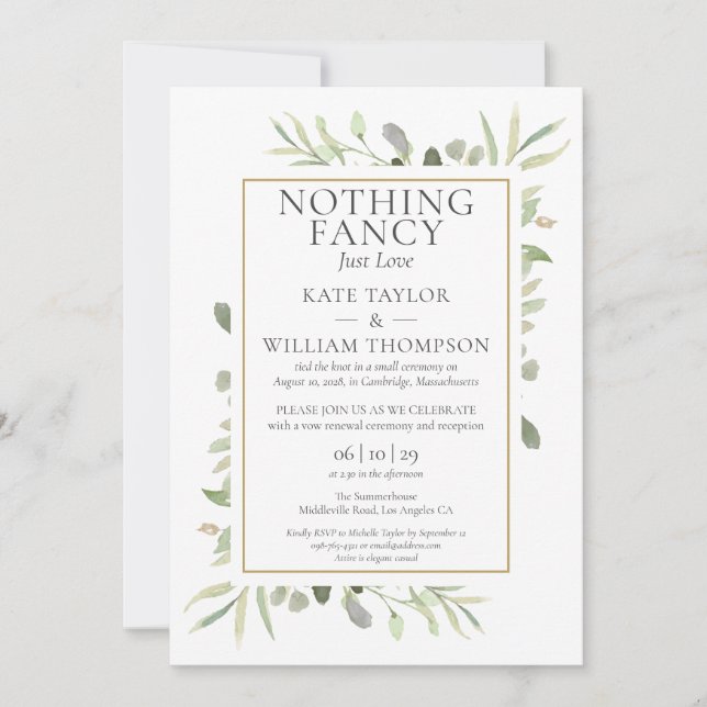 Convites Apenas O Amor Sequel Wedding Vows Greenery (Frente)