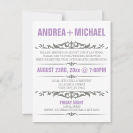 Convites APENAS para Casamento com Recepção Roxa e