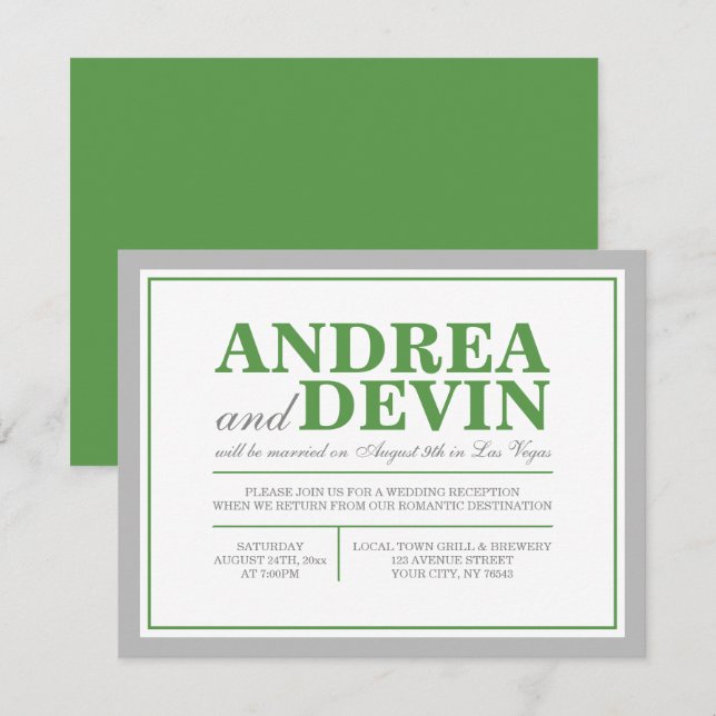 Convites APENAS para Recepção de Casamento Gray &  (Frente/Verso)