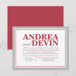 Convites APENAS para Recepção de Casamento Gray &