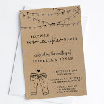 Convites Apenas Recepção de casamento de cerveja<br><div class="desc">Apenas Convite para Recepção de casamento de cerveja - Brinde de cerveja desenhada à mão e luzes de fada num fundo de kraft maravilhosamente rústico para celebrar o seu "Feliz Nunca Depois".</div>