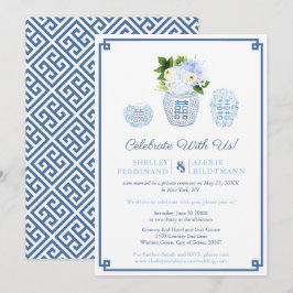 Convites Apenas Recepção De Jar Ginger De Casamento Azul E