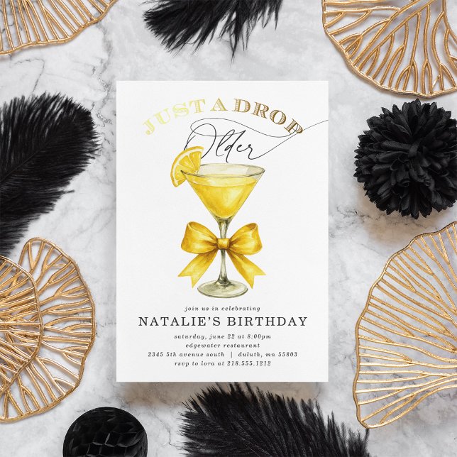 Convites Apenas um Lixo no Aniversário (Just a Drop Older Lemon Drop Birthday Invitation)
