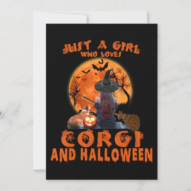 Convites Apenas Uma Garota Que Ama Corgi E Halloween (Frente)
