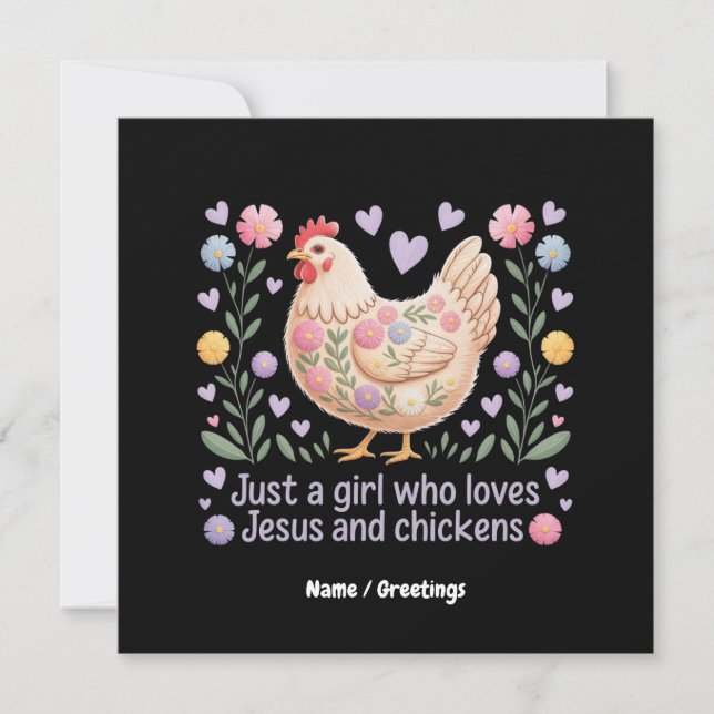 Convites Apenas Uma Menina Que Ama Jesus E Galinhas (Frente)