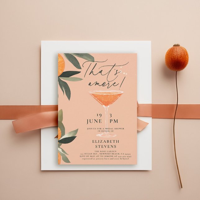 Convites Aperol Spritz Citrus Modern Amore Chá de panela (aperol spritz bridal shower invitation watercolor cocktail  brunch garden pool party summer amore)