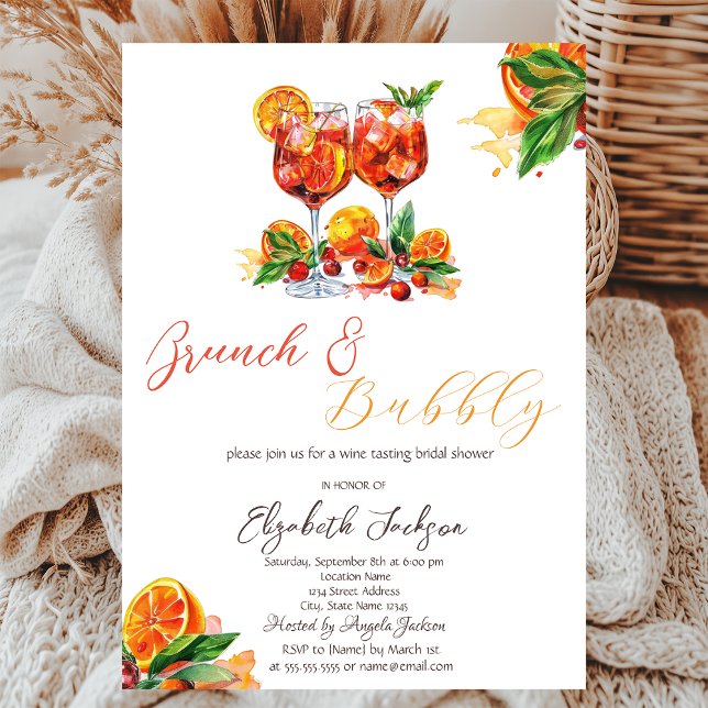 Convites Aperol Spritz de Aquarela Laranja Brunch & Espuman (Criador carregado)