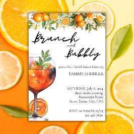 Convites Aperol Spritz Orange Watercolor Brunch e Bubble