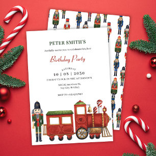 Convites Apertador de nozes de Natal com trem aniversário N