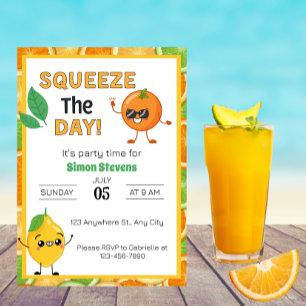 Convites Aperte o dia! - Festa Diversão Citrus-Themed