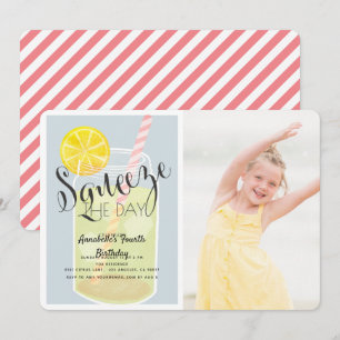 Convites Aperte o dia, Lemonade Jar, Foto de aniversário
