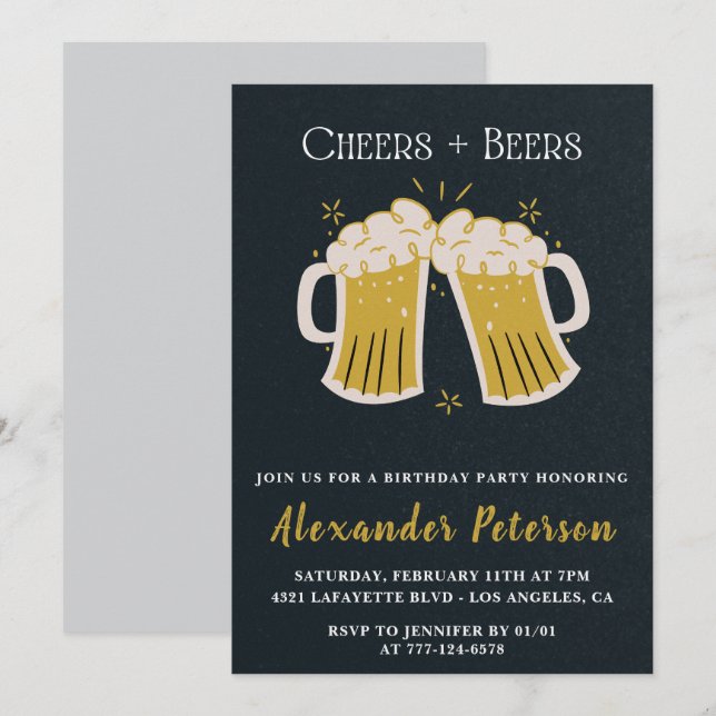 Convites Aplaudindo Cervejas Rústicas Quadro de Giz Homens  (Frente/Verso)