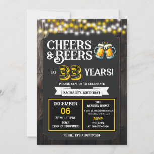Convites Aplaudindo e Bebendo Cerveja por 33 Anos de Surpre