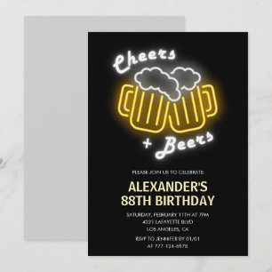 Convites Aplausos Pretos e Cervejas Bebidas 88º aniversário