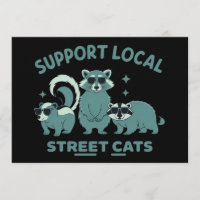 Apoie o Gato de Rua Local, Guaxinim Engraçado e Ga