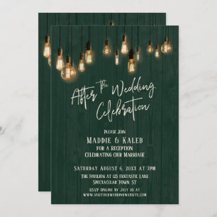 Convites Após a Celebração do Casamento Madeira Verde e Luz