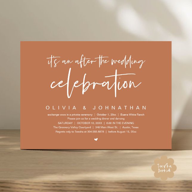 Convites Após A Celebração Do Casamento Partido Jante Moder (It's an after The Wedding Celebration Modern Dinner Lunch Brunch Party Invites Card Copper Brown)