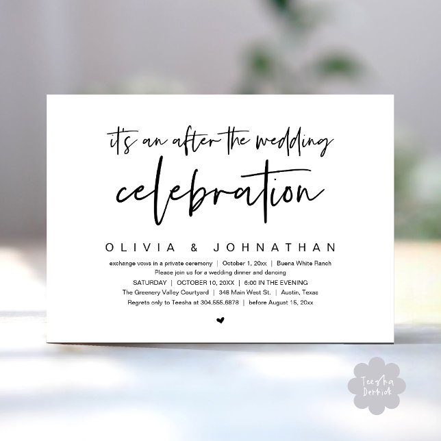 Convites Após A Celebração Do Casamento Partido Jante Moder (It's an after The Wedding Celebration Modern Dinner Lunch Brunch Party Invites Card White Black)
