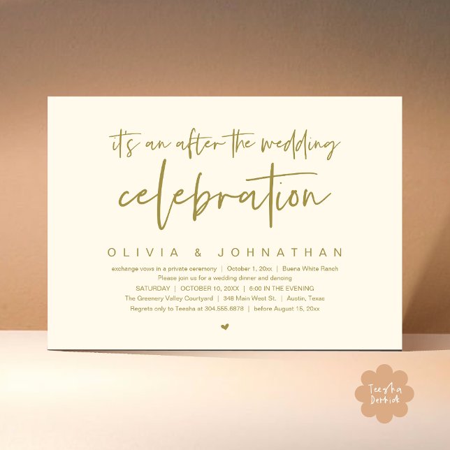 Convites Após A Celebração Do Casamento Partido Jante Moder (It's an after The Wedding Celebration Modern Dinner Lunch Brunch Party Invites Card  PDF Yellow Gold)