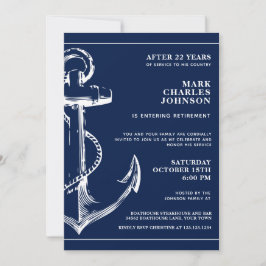 Convites Aposentação da Âncora Azul Marinho Náutica